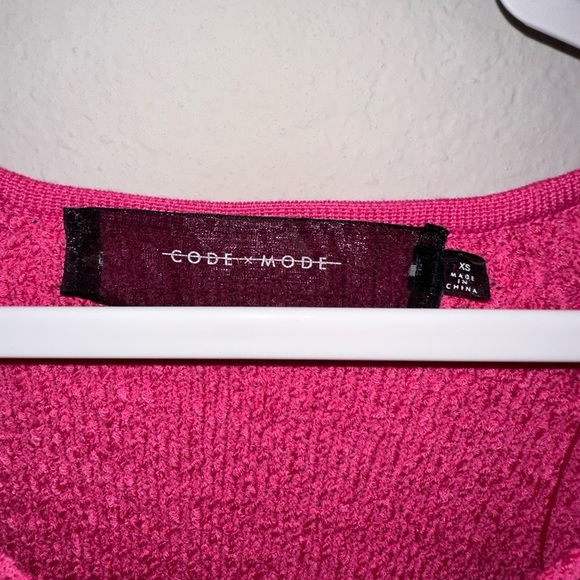 CODE X MODE blouson v neck hot pink knit sweater XS - Picture 8 of 9